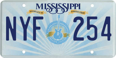MS license plate NYF254