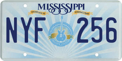 MS license plate NYF256
