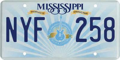 MS license plate NYF258