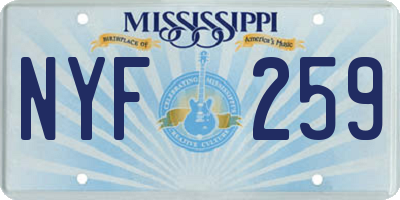 MS license plate NYF259