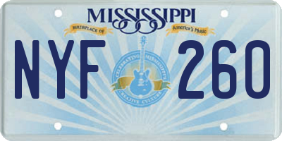 MS license plate NYF260