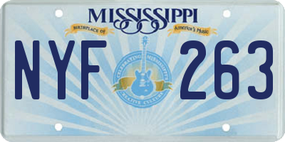 MS license plate NYF263