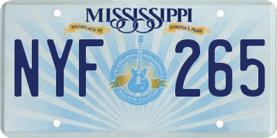 MS license plate NYF265