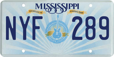 MS license plate NYF289