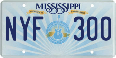 MS license plate NYF300