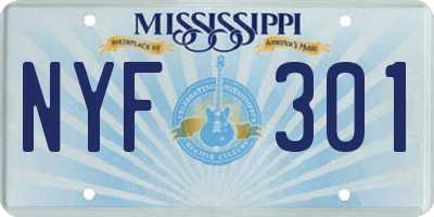 MS license plate NYF301