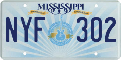 MS license plate NYF302