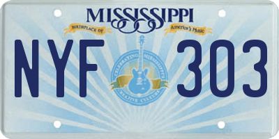 MS license plate NYF303