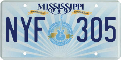 MS license plate NYF305