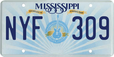 MS license plate NYF309
