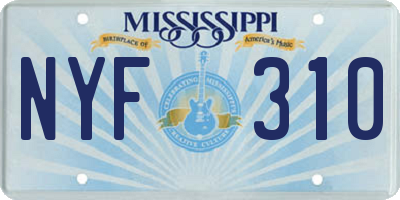 MS license plate NYF310