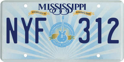 MS license plate NYF312