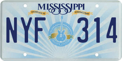 MS license plate NYF314