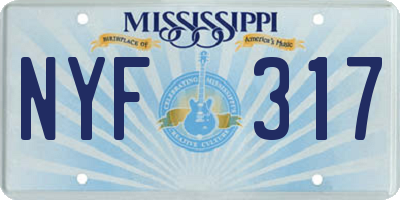 MS license plate NYF317
