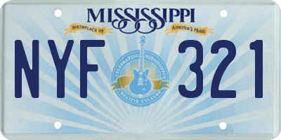 MS license plate NYF321