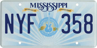 MS license plate NYF358