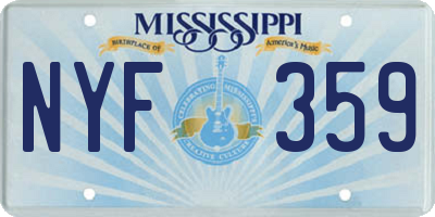 MS license plate NYF359