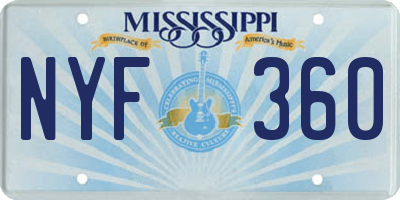 MS license plate NYF360