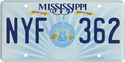 MS license plate NYF362