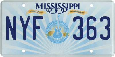 MS license plate NYF363