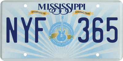 MS license plate NYF365