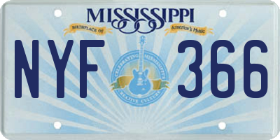 MS license plate NYF366