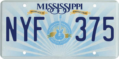 MS license plate NYF375