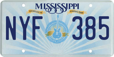 MS license plate NYF385