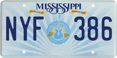 MS license plate NYF386