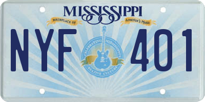 MS license plate NYF401