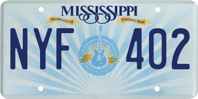 MS license plate NYF402