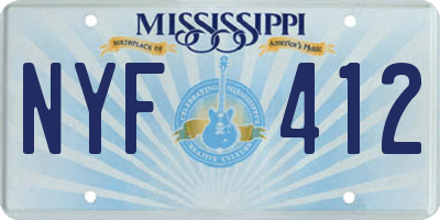 MS license plate NYF412