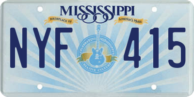 MS license plate NYF415