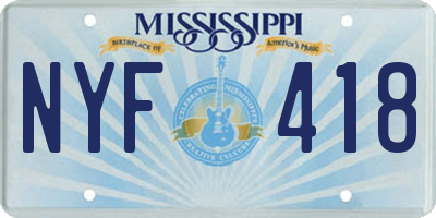 MS license plate NYF418