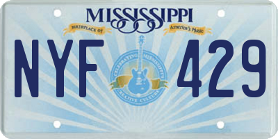 MS license plate NYF429