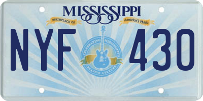 MS license plate NYF430