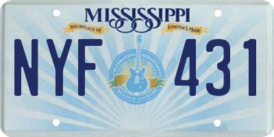 MS license plate NYF431