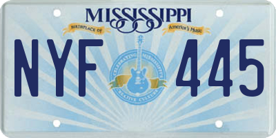 MS license plate NYF445