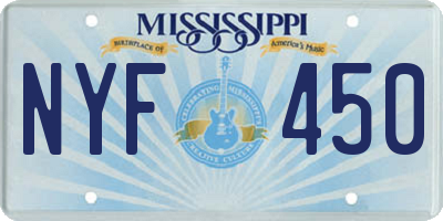 MS license plate NYF450
