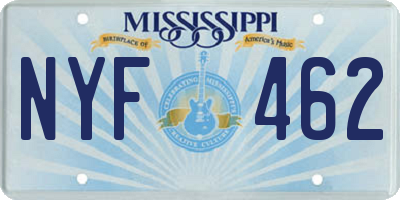 MS license plate NYF462