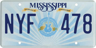 MS license plate NYF478