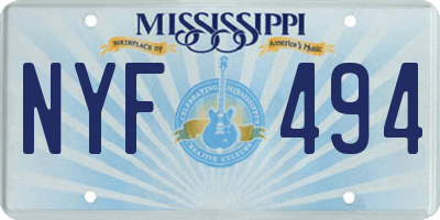 MS license plate NYF494