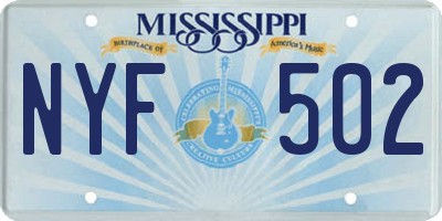 MS license plate NYF502
