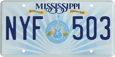 MS license plate NYF503