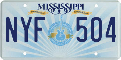 MS license plate NYF504