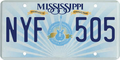 MS license plate NYF505