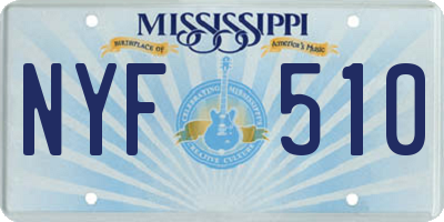 MS license plate NYF510