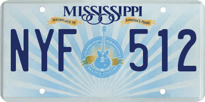 MS license plate NYF512