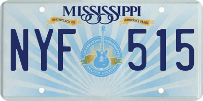 MS license plate NYF515