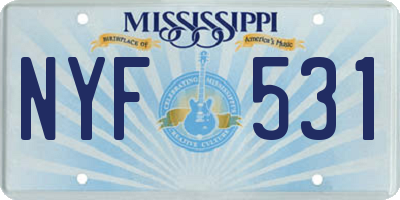 MS license plate NYF531